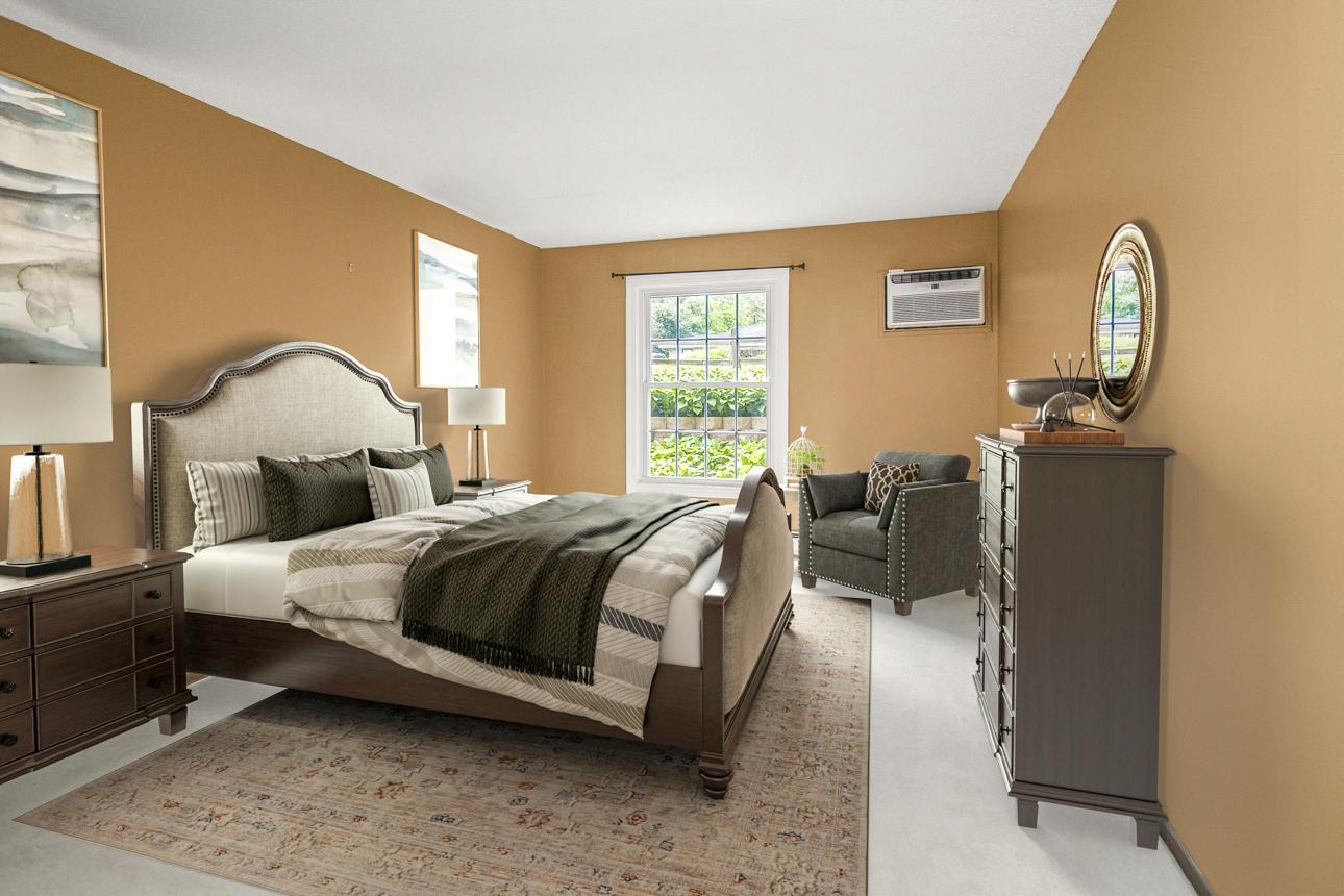 Virtually staged primary bedroom.