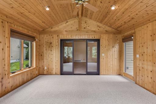 Blackout shades help keep the space cool in the summer