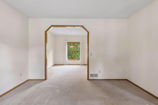 View from formal living room into formal dining room