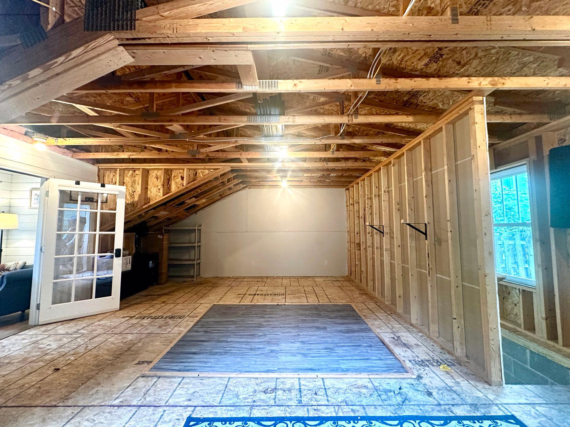 Unfinished area above the garage