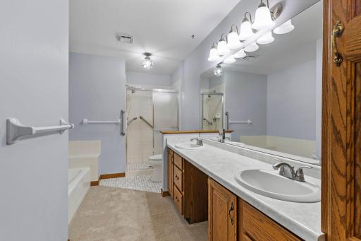 Main Level Primary Bedroom En-Suite Bath With Separate Tub and Shower