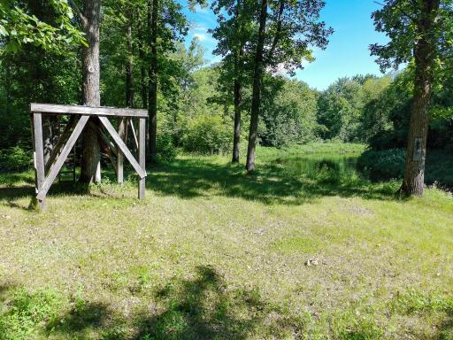 Front yard view. The raised deck seen here is for the zip line.