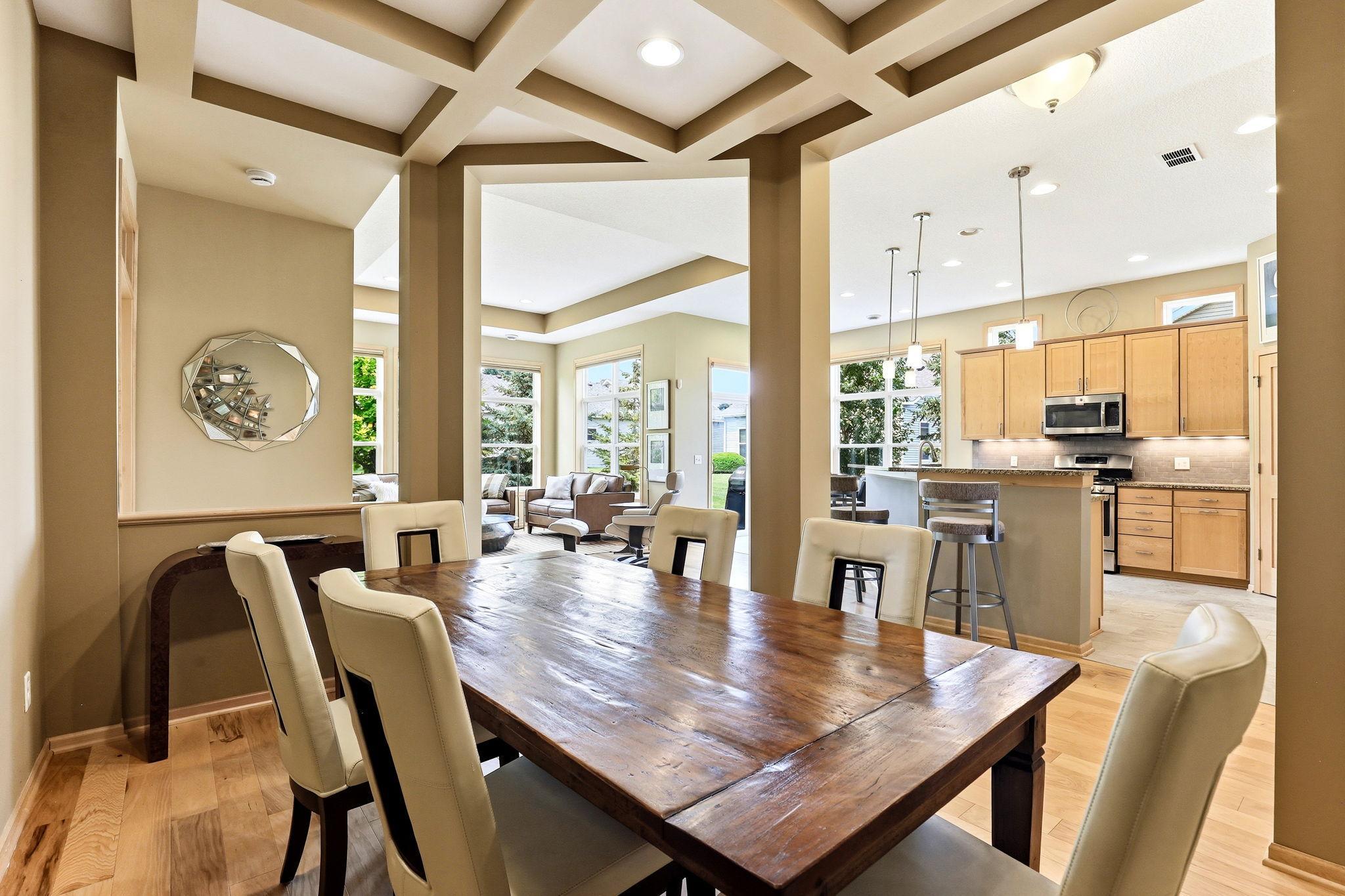 Open layout designed for seamless flow between living, dining, and kitchen spaces.