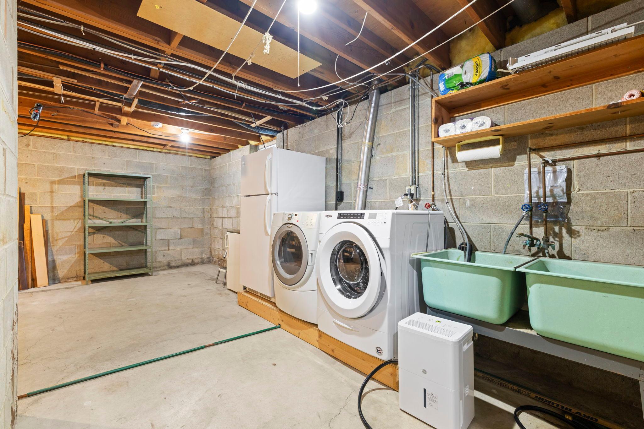 Lower level laundry, utility and storage