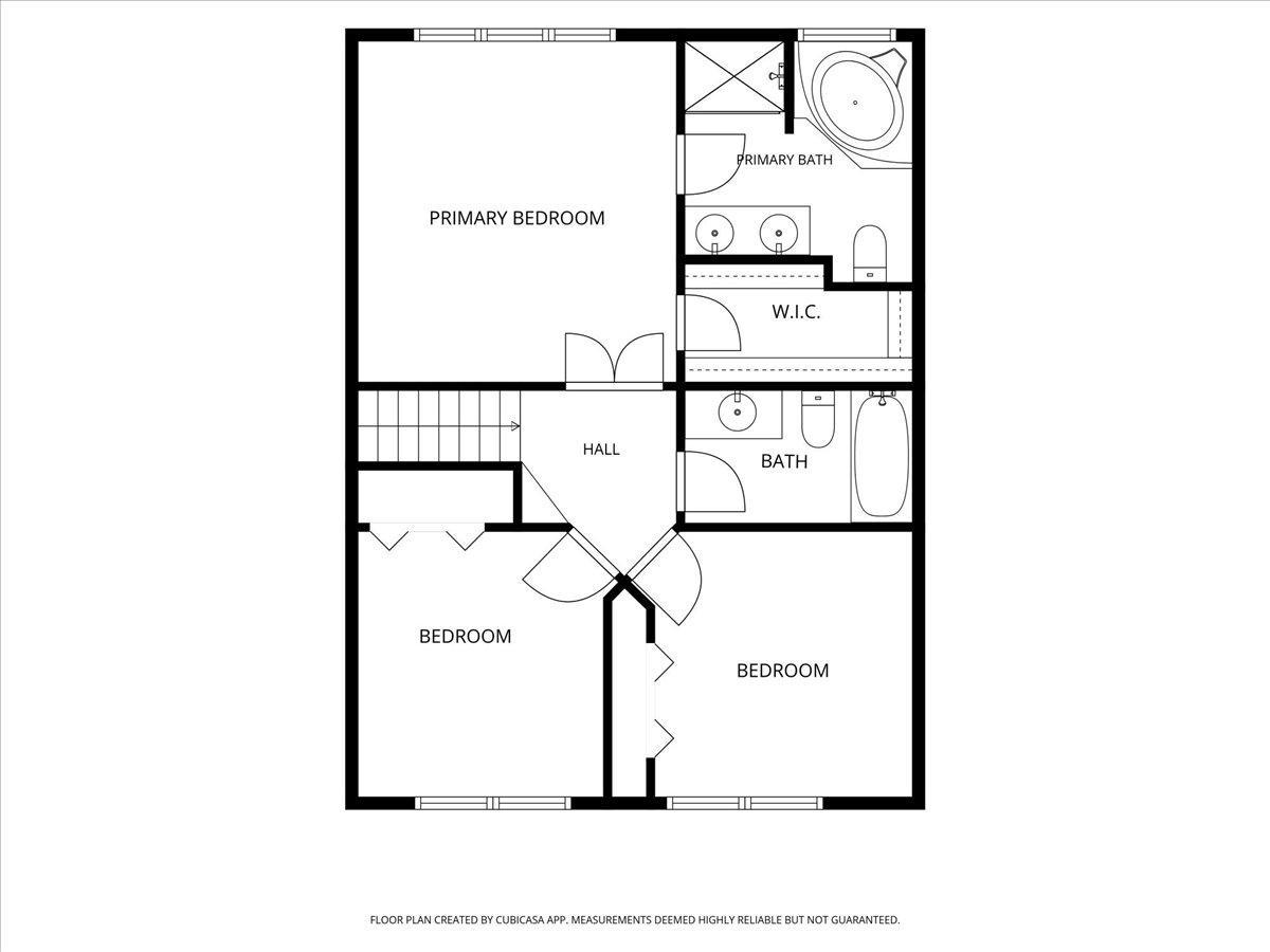 Upper level floor plan offers 3 bedrooms on one level including primary ensuite with walk in closet