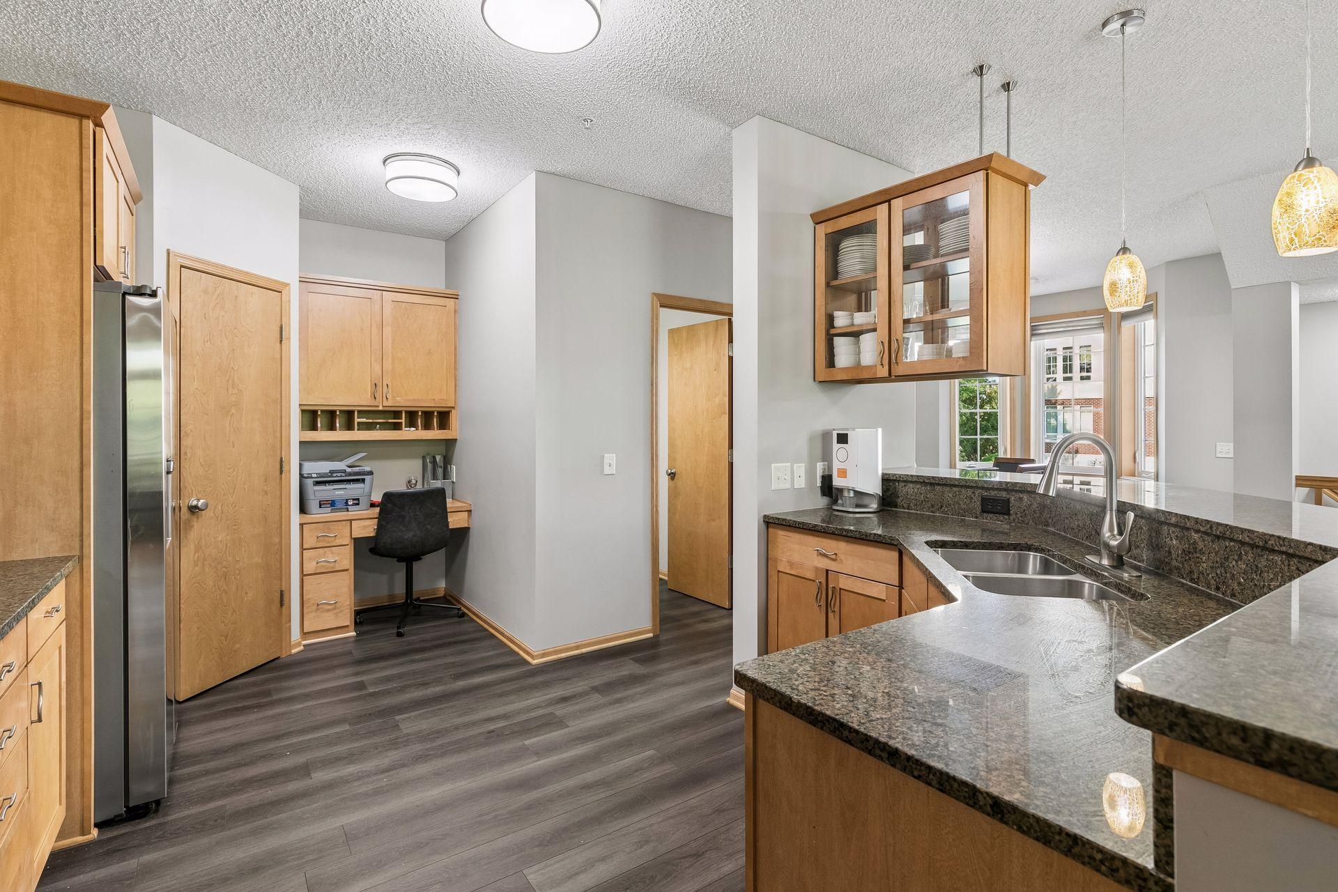 Here you can see the desk area that is built in and pantry! Super convenient.