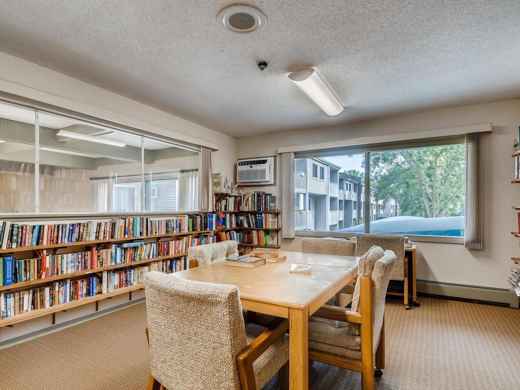 The library is located on 2nd floor and overlooks the lobby.