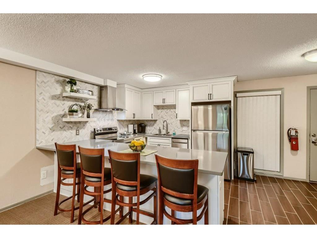The party room is on the first floor and has a full kitchen for larger gatherings. It is free to residents to reserve with a security deposit.