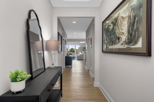 Front entry provides space to welcome guests before entering the homes common spaces.