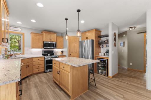 New kitchen appliances in 2024 and dedicated coffee area with mini refrigerator
