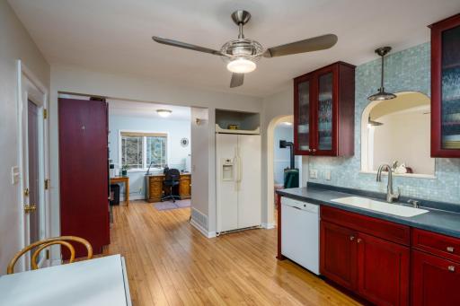 Kitchen has a pass-through window to Dining Room