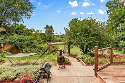 A stunning back yard with privacy on more than 1 1/2 acres.