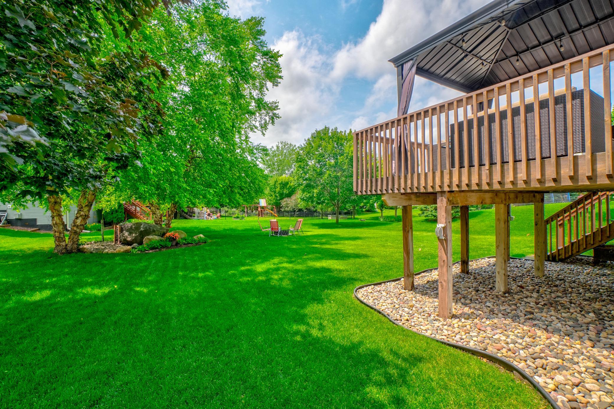 This nicely manicured and well maintained yard has plenty of room to roam!