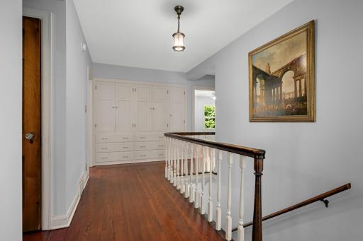 Upper level hallway and built-ins.