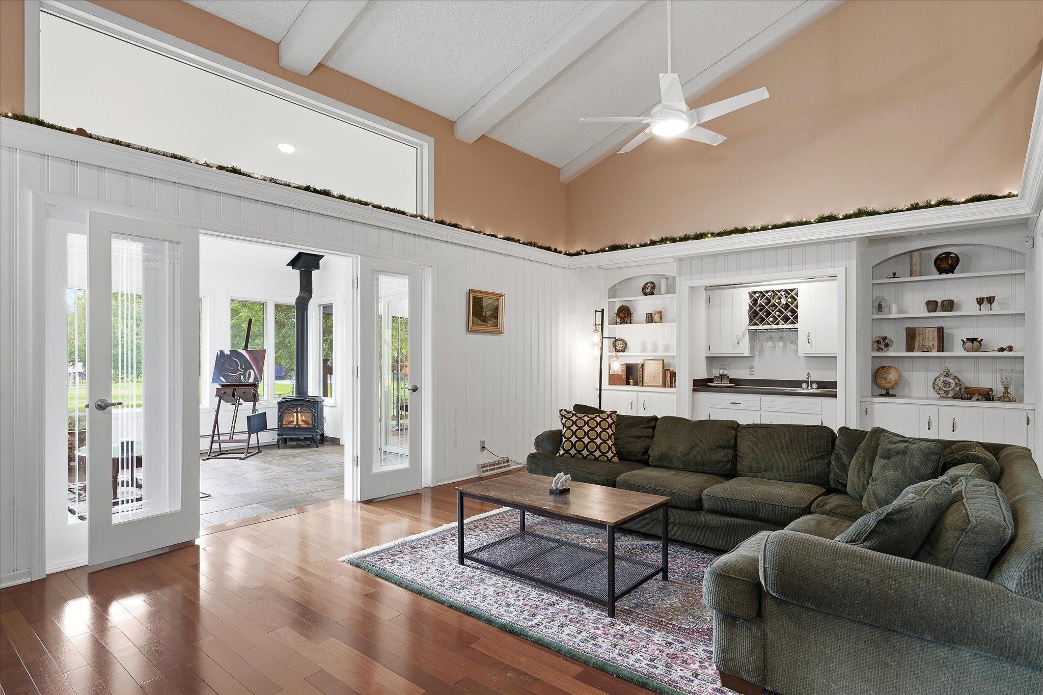 Open access from the family room to four season porch.