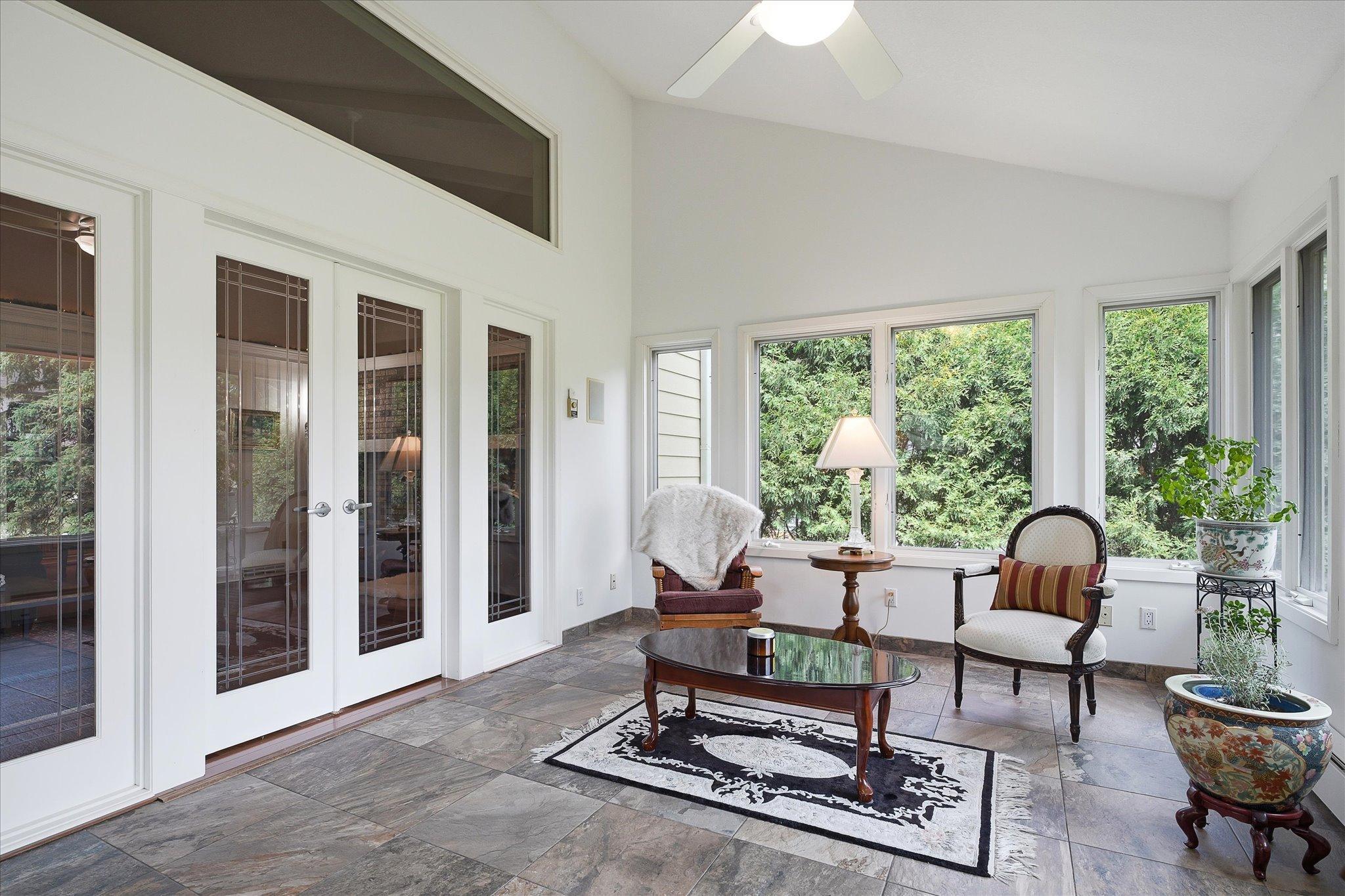 Lovely double doors allow for privacy or open concept to the sunroom.