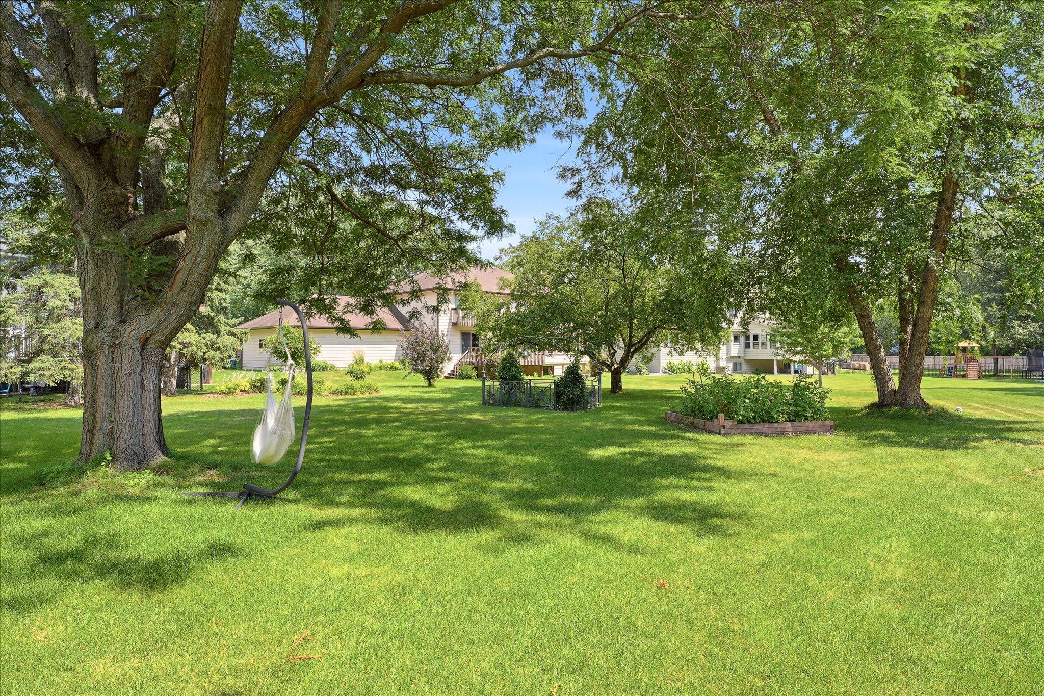 Open area in the back, beautifully landscaped.