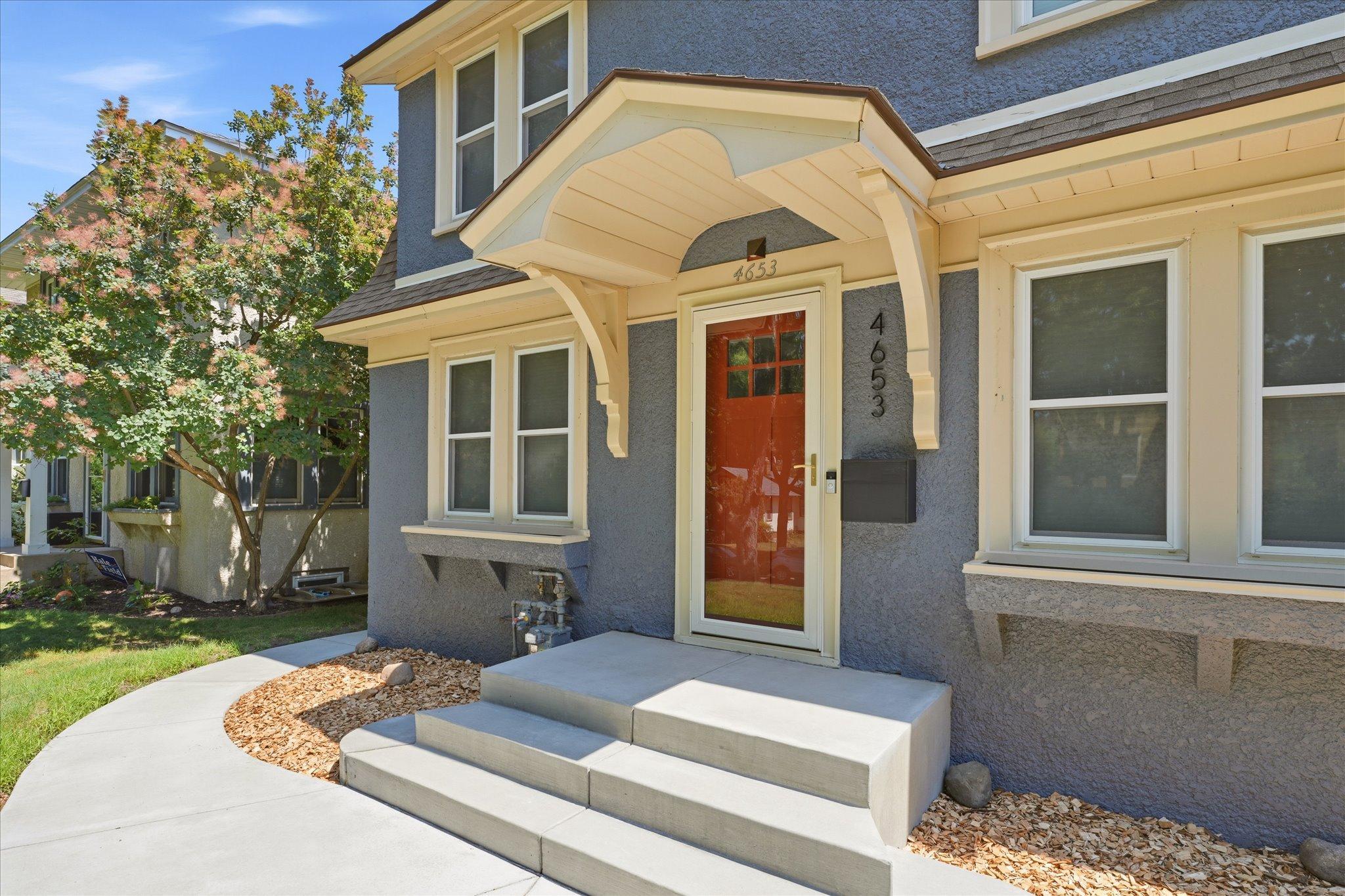 New concrete steps and sidewalks