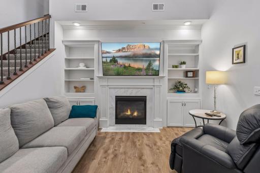 Fireplace with built in surround