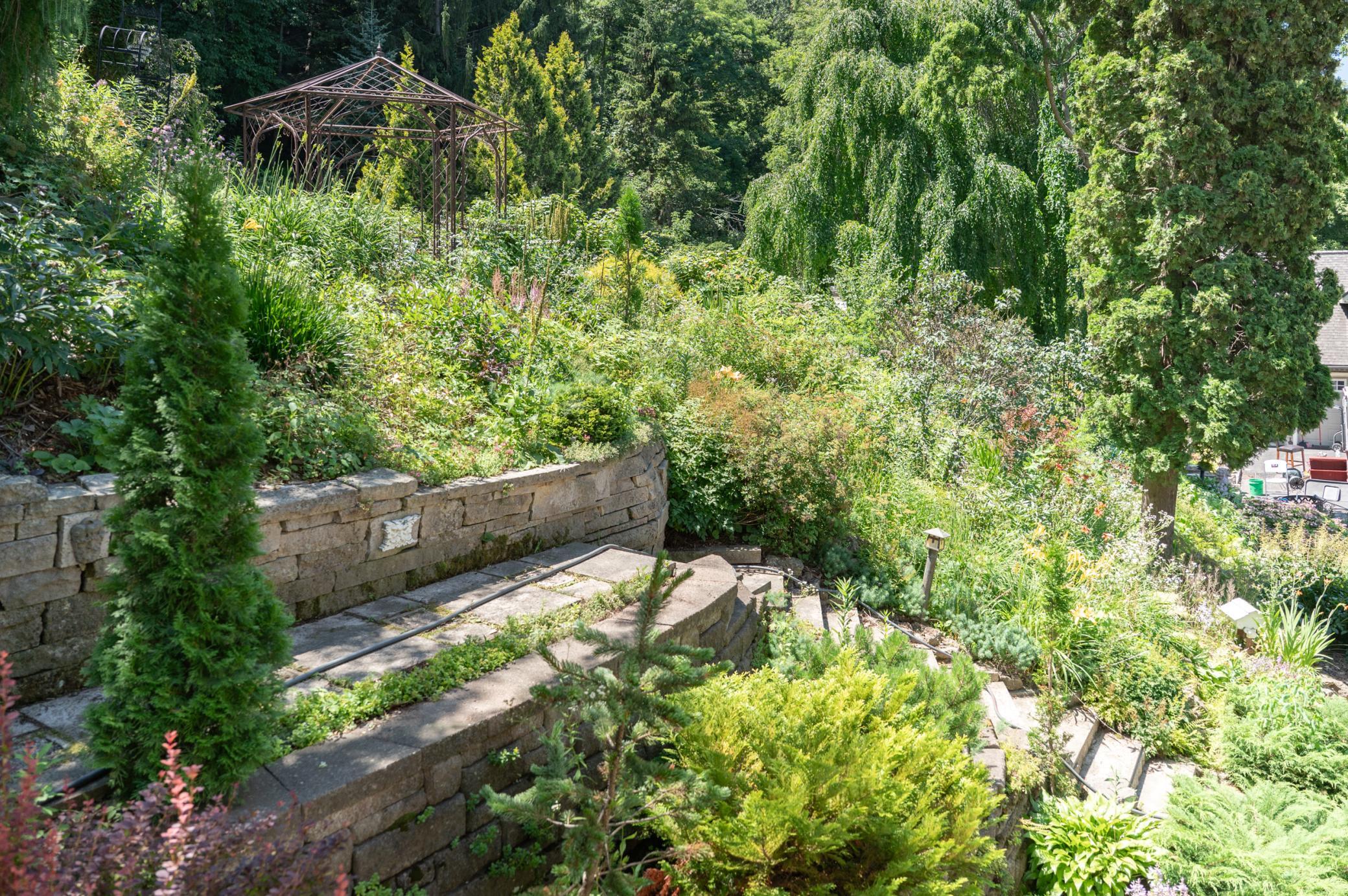Stone paths meander through the hillside inviting you to sit and take in the sights and sounds of nature.