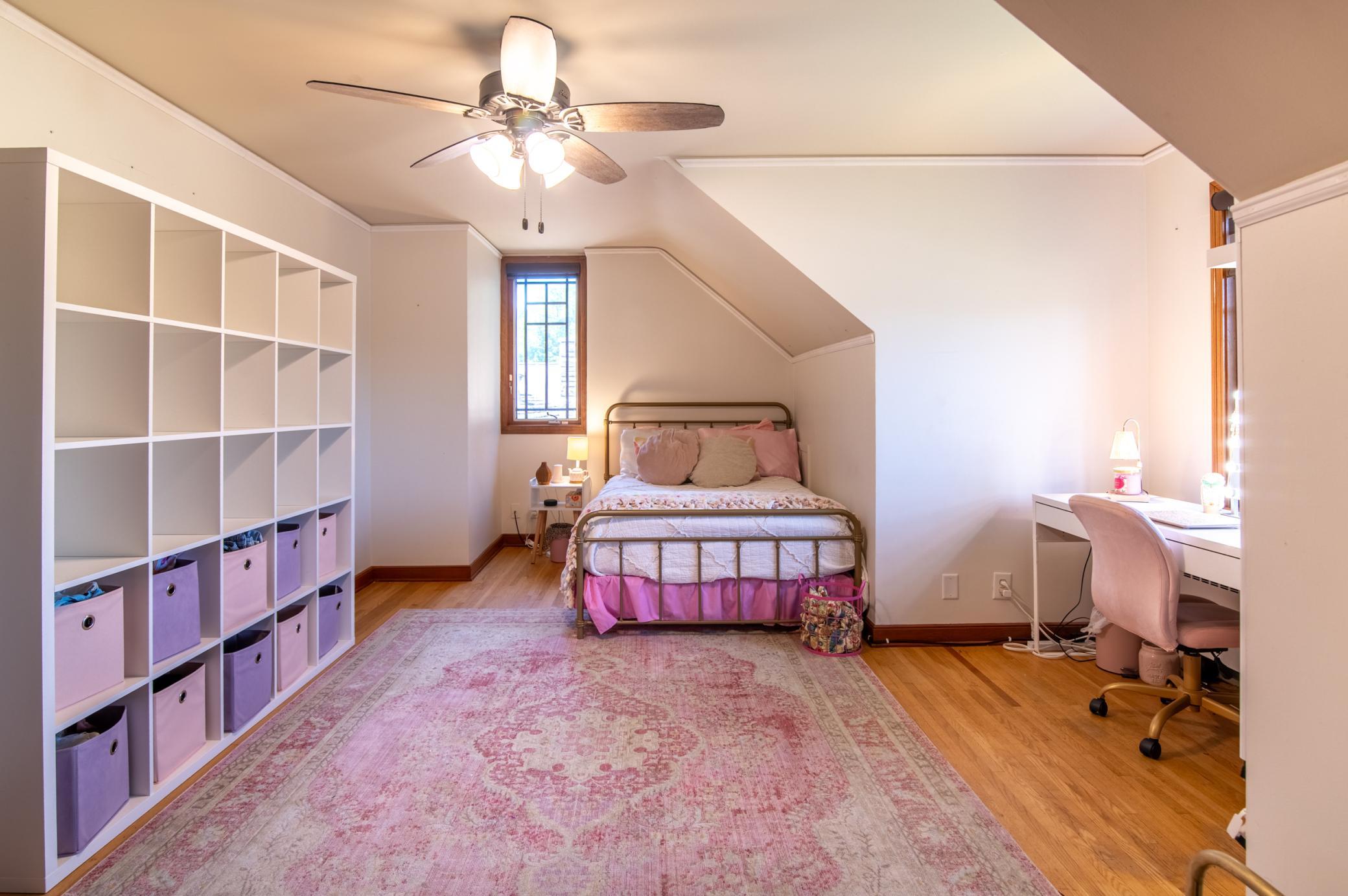 With plenty of floor space, this room can be configured as a cozy retreat or a spacious place.