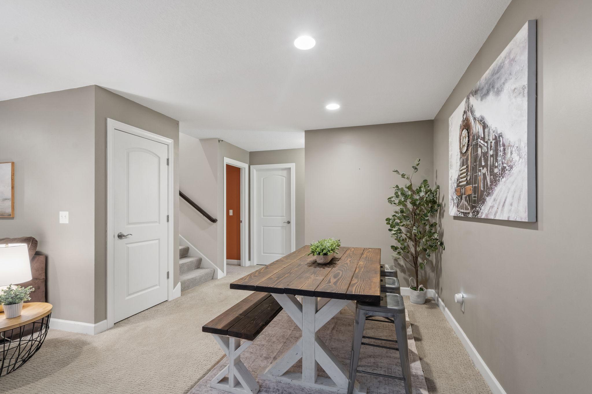 Flexible space perfect for game nights, dining, crafts, or additional entertaining.