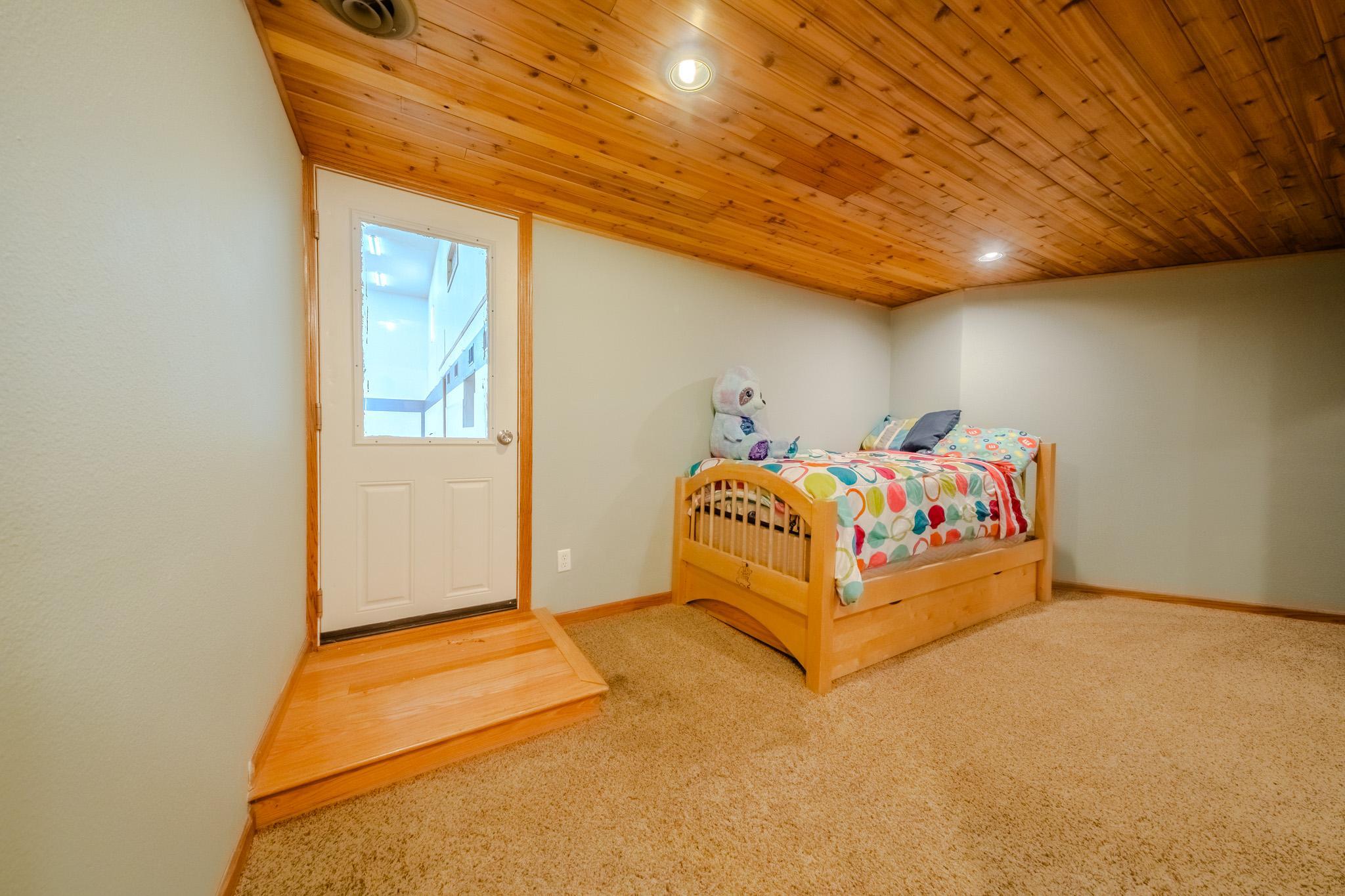 Gym entry from basement