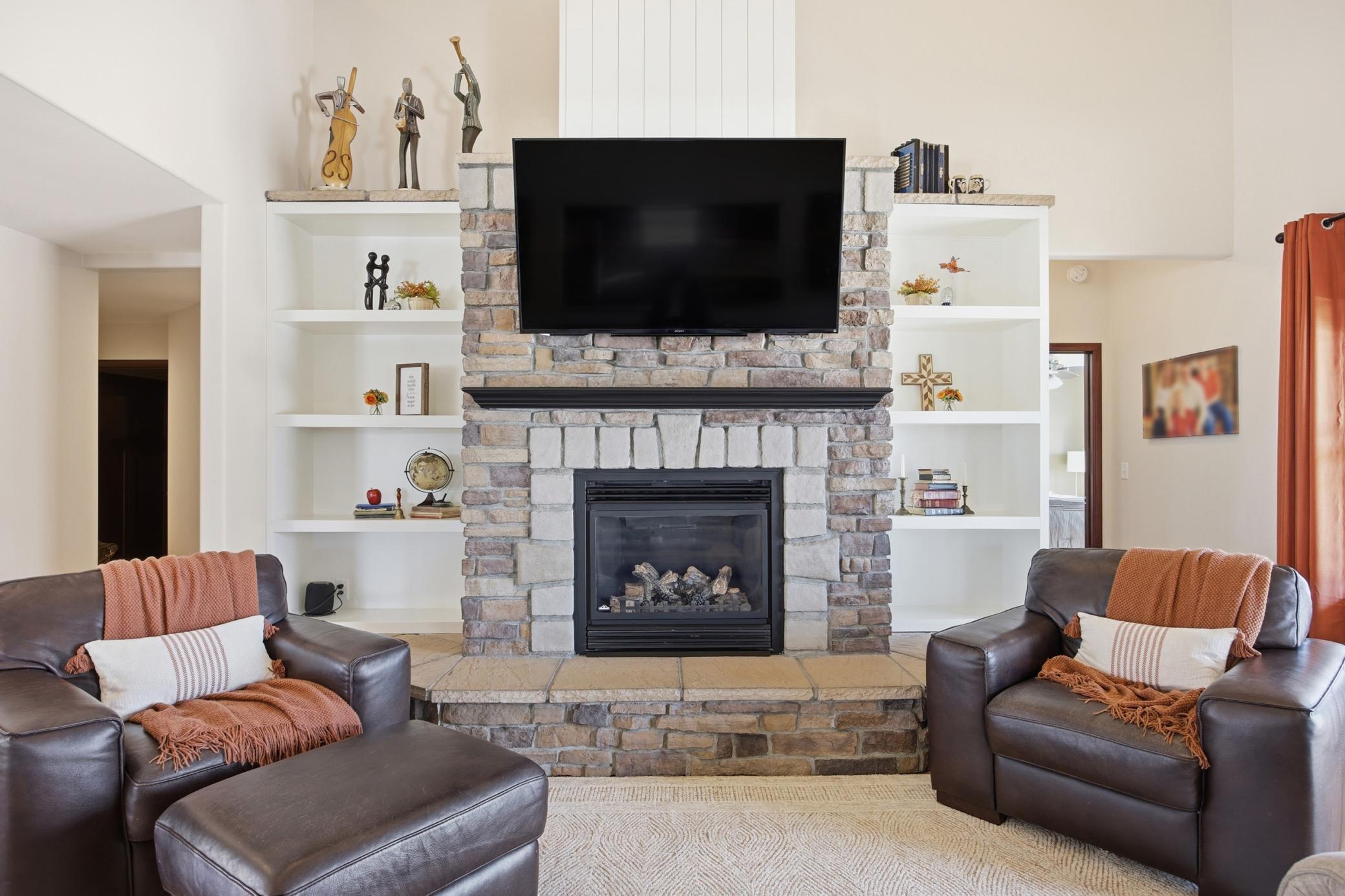 Custom brick gas fireplace