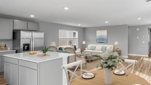 Another view of the spacious main floor. Model photos. Options and colors will vary.