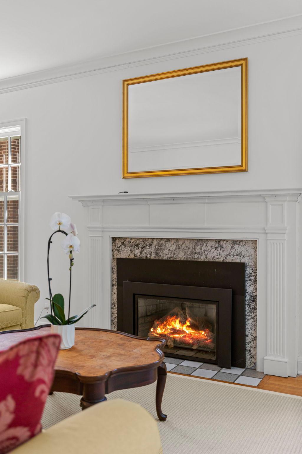 Cozy gas fireplace