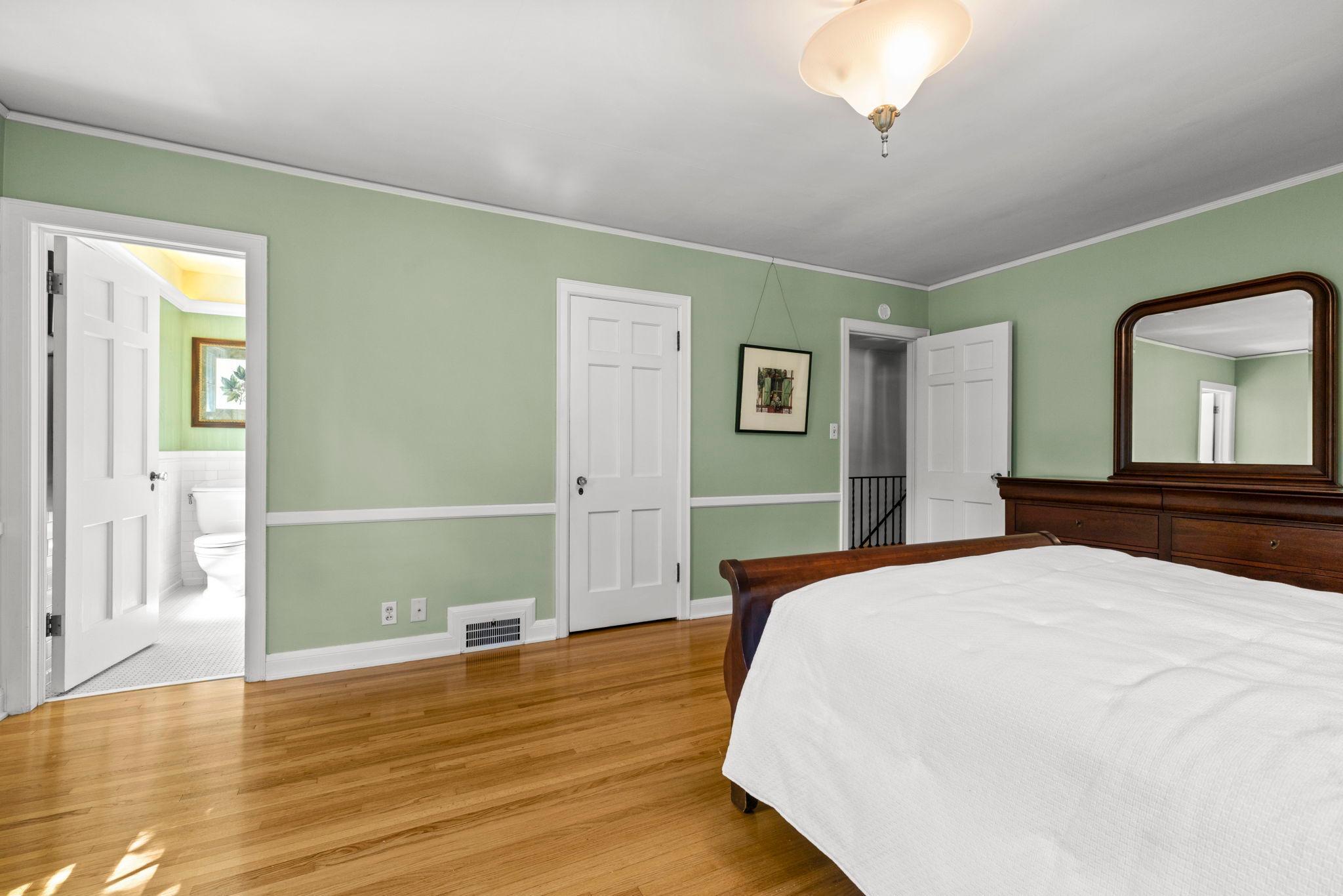 Primary has double closets and private bath