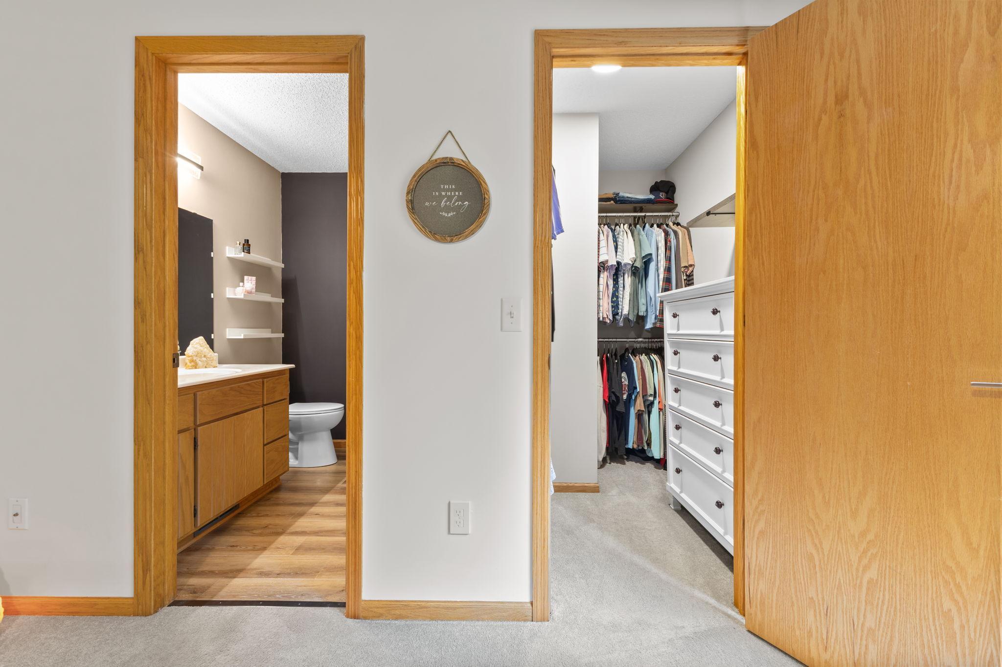 Primary suite with private bath and walk in closet