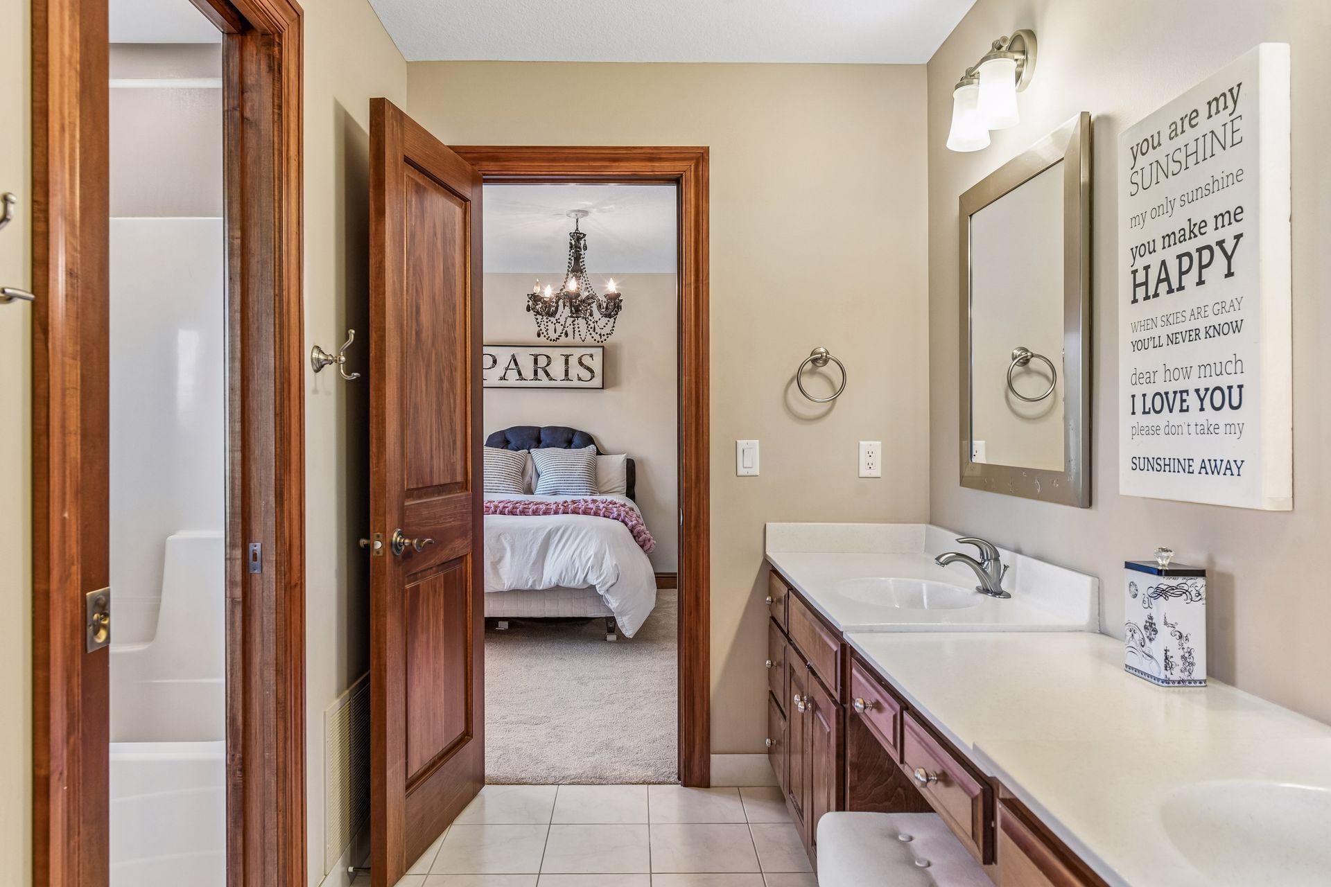 Jack and Jill Full Bathroom to Bedroom 3 and Bedroom 4