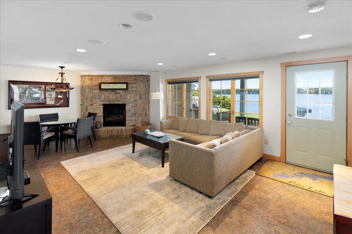 Lower level rec room with Lake views.