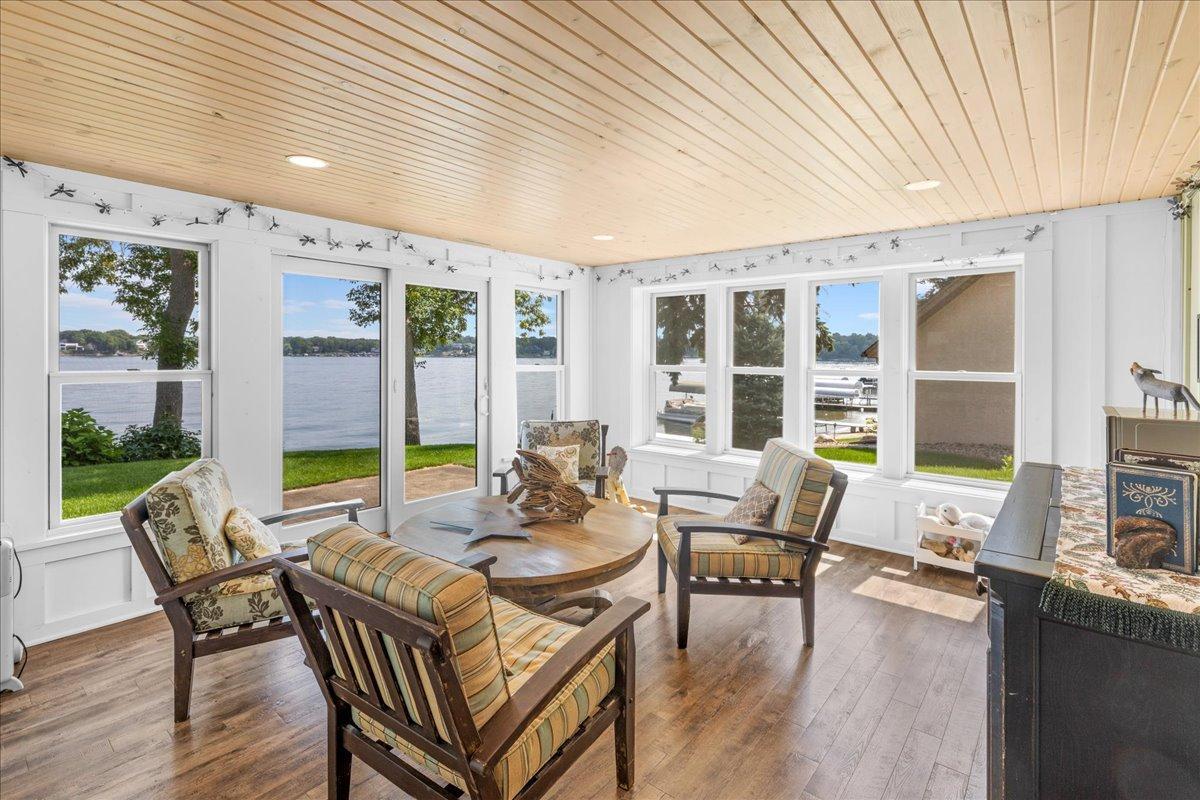 Lower level sun room. Views of the lake.
