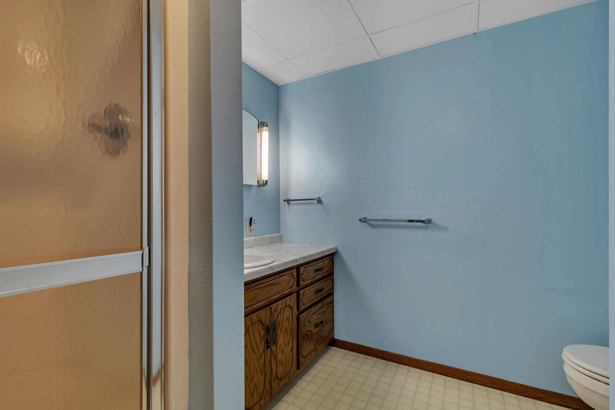 3/4 bath located nicely for quick access from the backyard for when you're enjoying your yard or entertaining