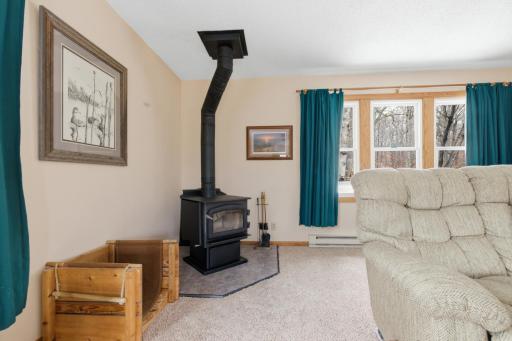 Woodburning stove in family room