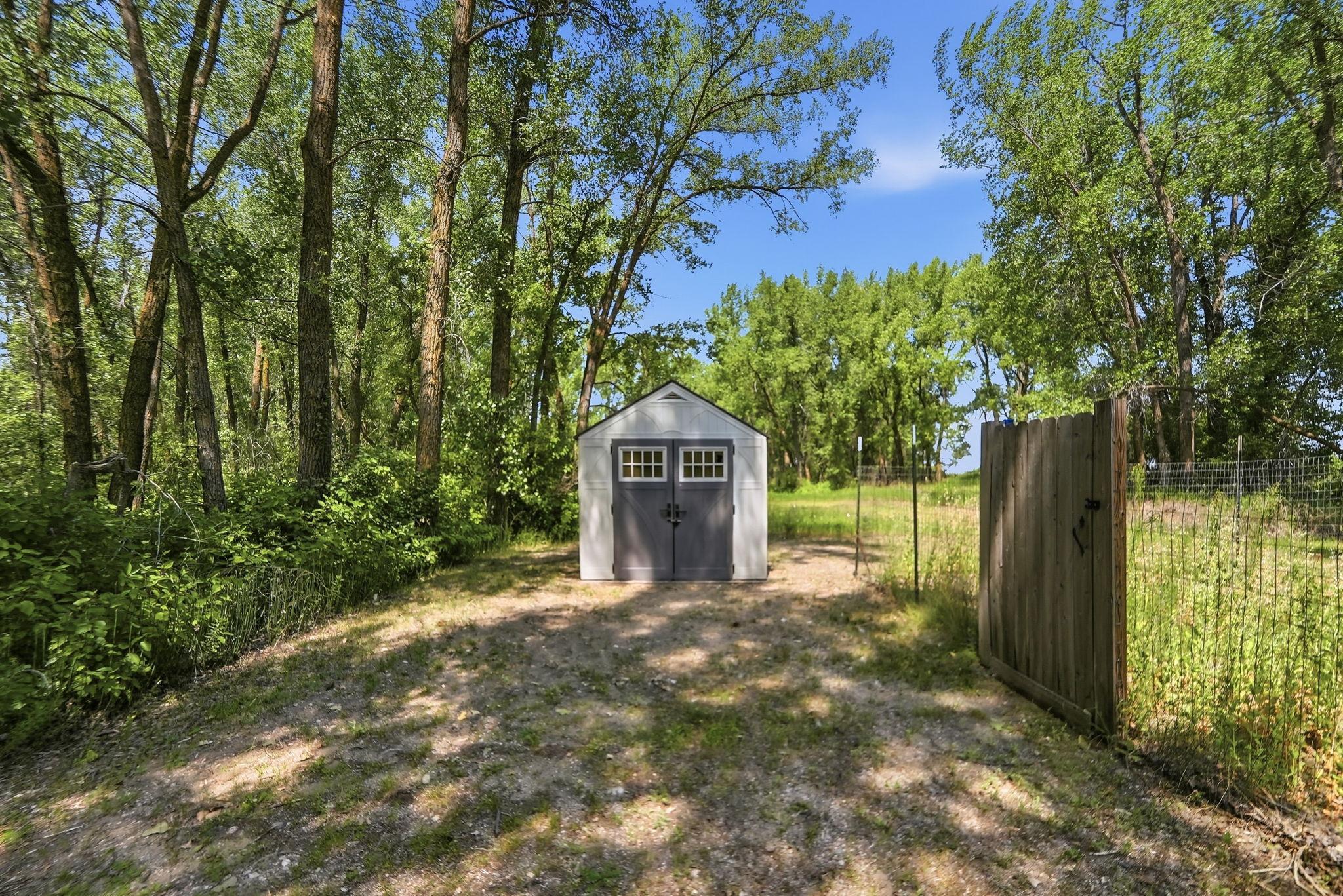 Garden shed next to the garden