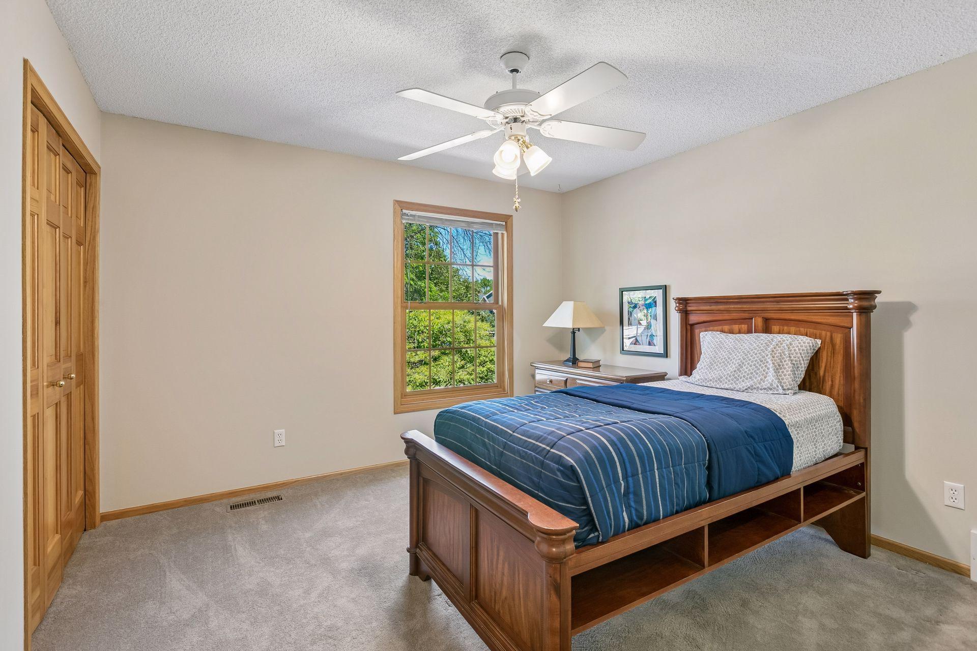 Bedroom off to the left when you walk up the stairs.