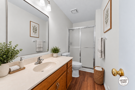Virtually Staged - Primary Suite 3/4 Bath - Upper Level