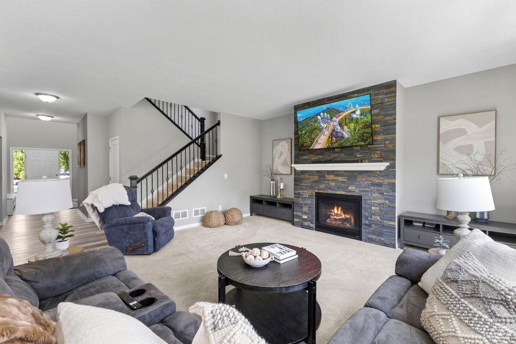 A large main level living room. Details are in the finishes. Open concept to the kitchen and dining.