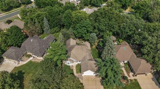 From above, it's easy to appreciate the generous homesite, mature landscaping, and peaceful setting that make this property truly special.