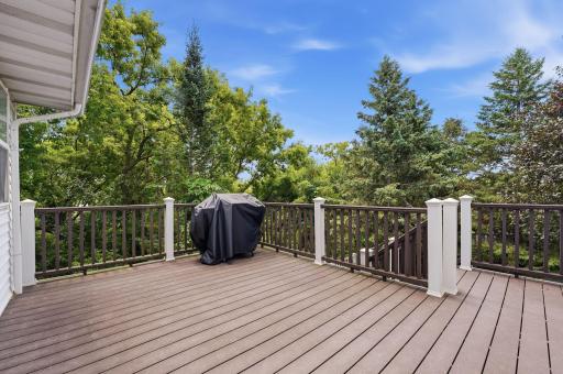 Large maintenance-free deck overlooking the treed property.