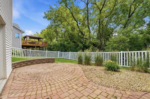 Brick paver patios when you step out the walkout lower level. Perfect for relaxing by the bonfire!