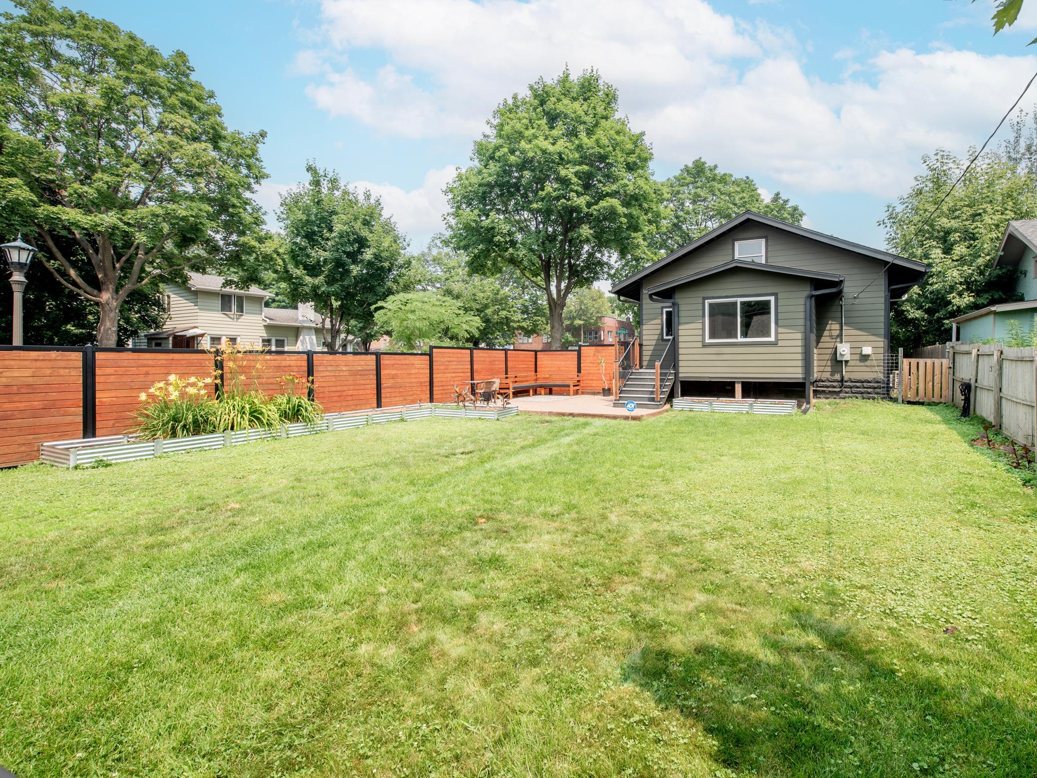 Steel posts and Stained cedar tongue & groove