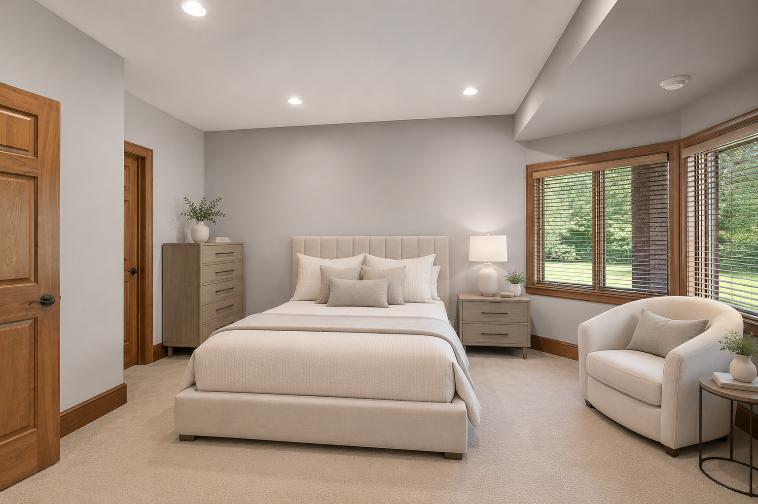 Bright, oversized lower-level bedrooms provide flexible living options for extended family, remote work, fitness, or private guest accommodations.