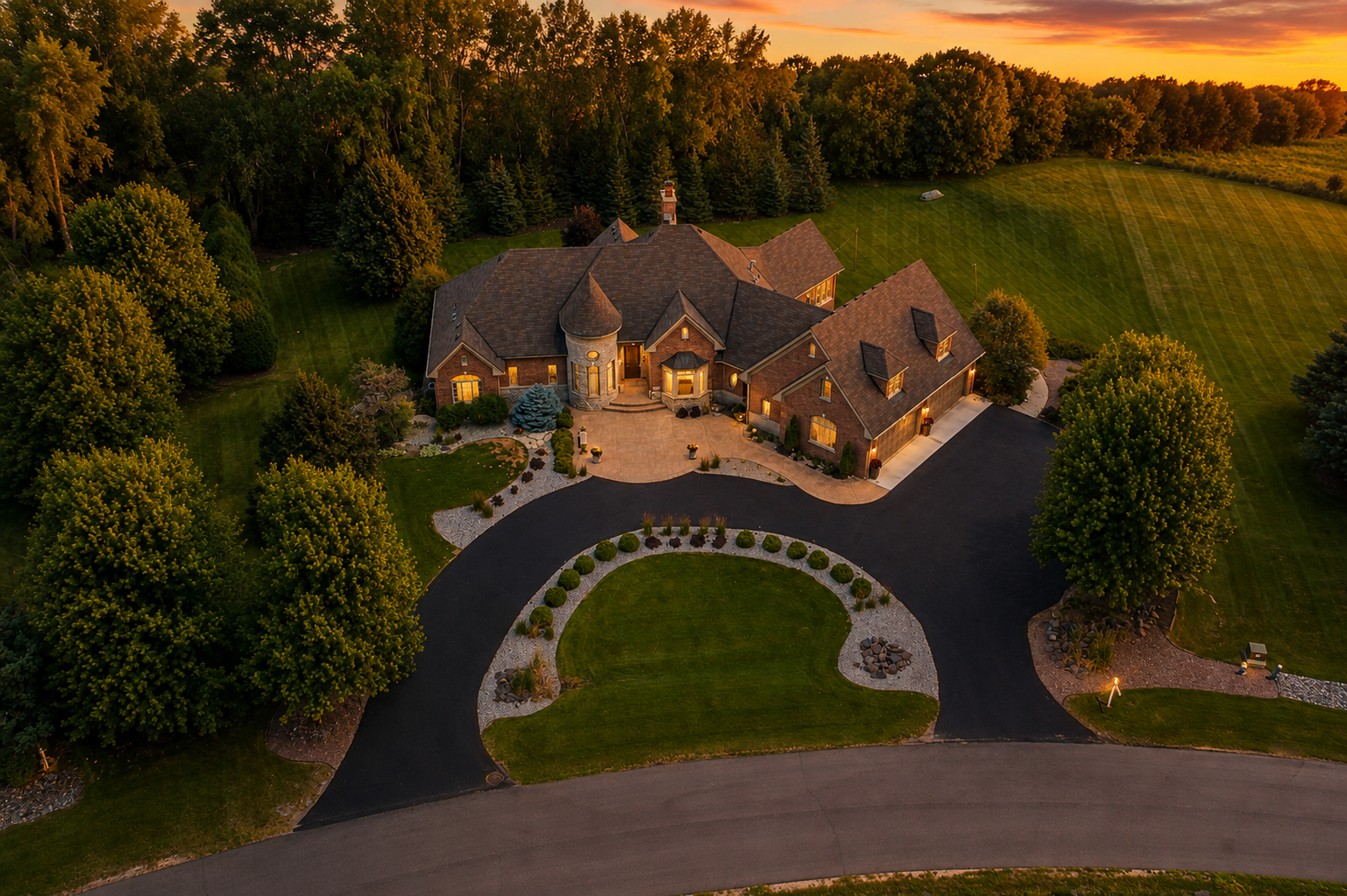 One of Medina's finest custom-built luxury homes, offering one-level living, exceptional privacy, and a lifestyle rarely found in today's market. Digital Sunset Enhancement..