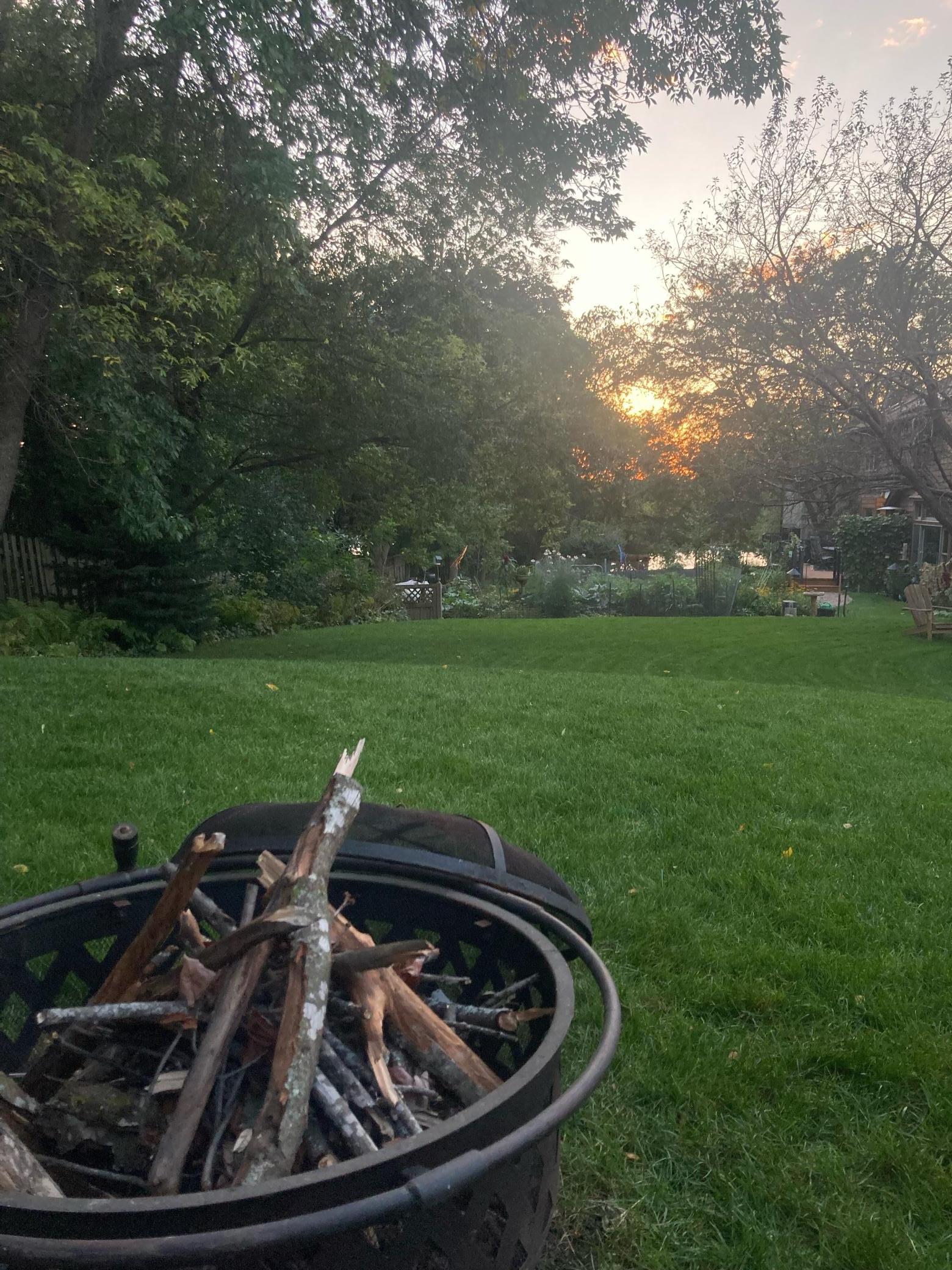 Peaceful backyard firepit