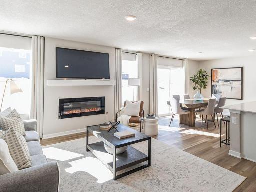Open concept Harmony living room and dining area.