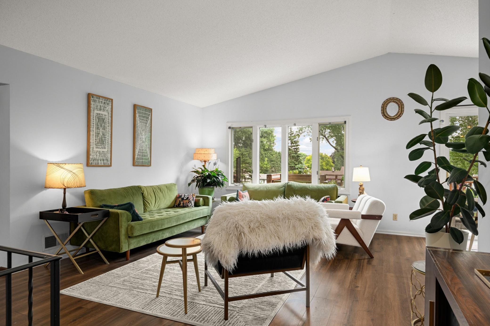 Vaulted ceilings & great light make this room.